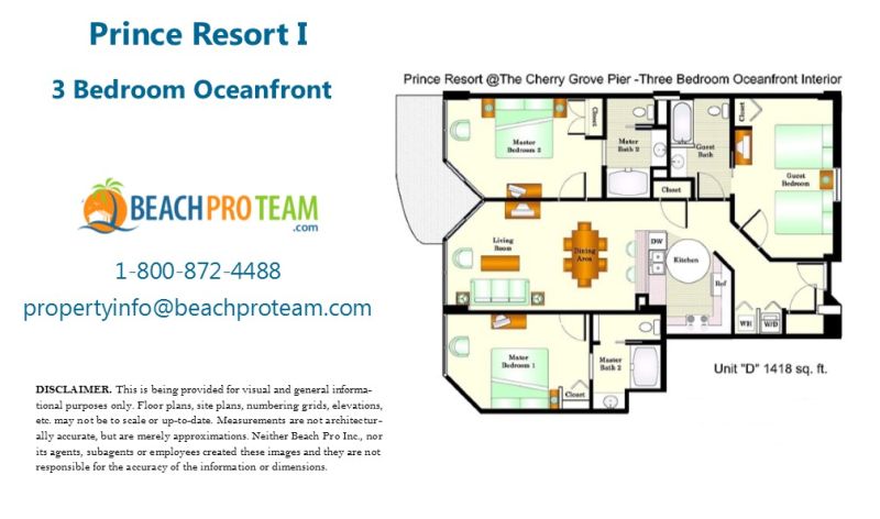 Prince Resort I Floor Plan D - 3 Bedroom Oceanfront